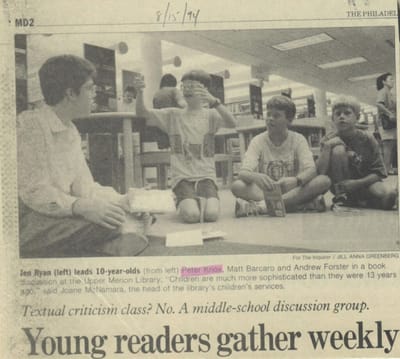 Newspaper clipping: Young readers gather weekly